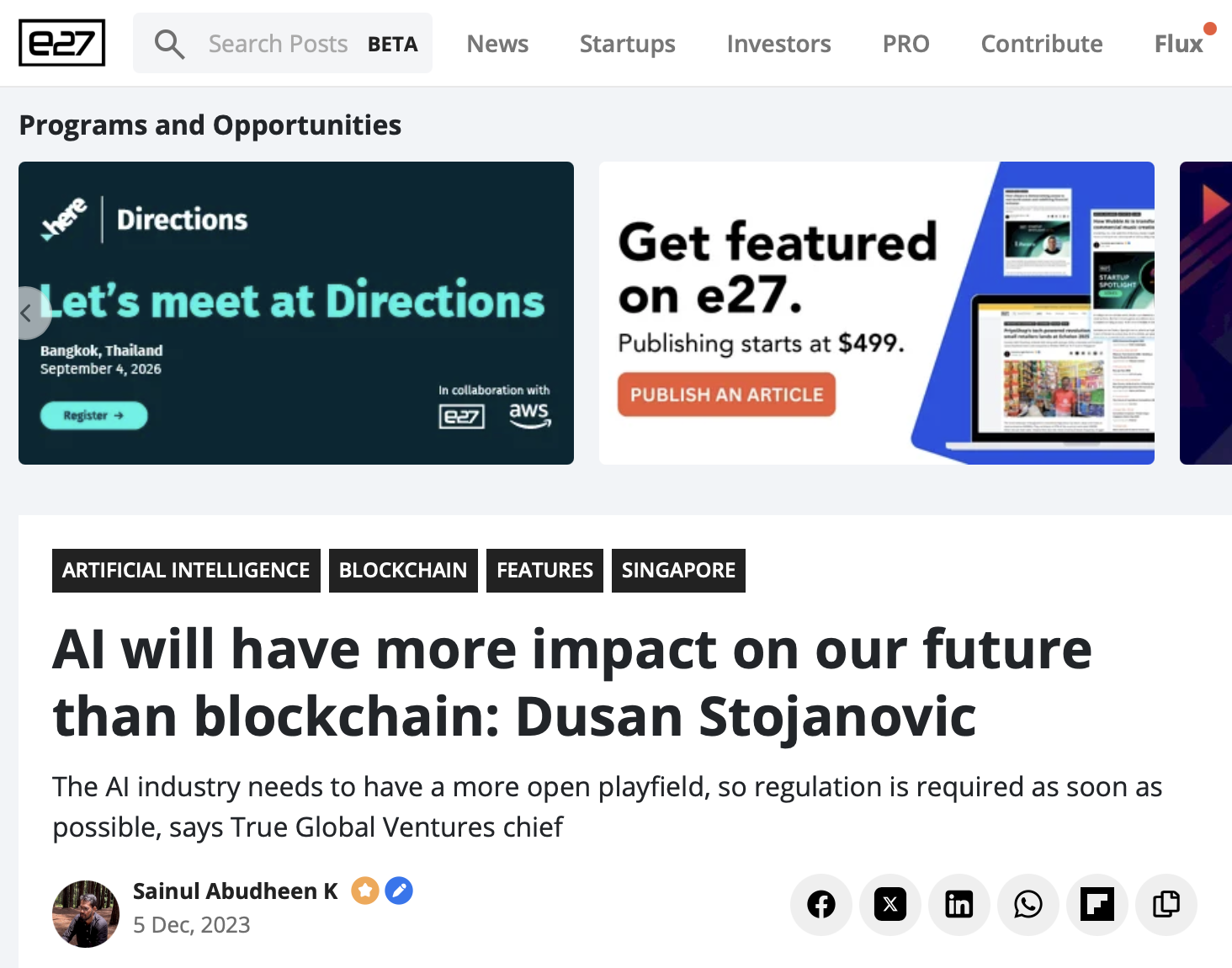 AI will have more impact on our future than blockchain: Dusan Stojanovic
